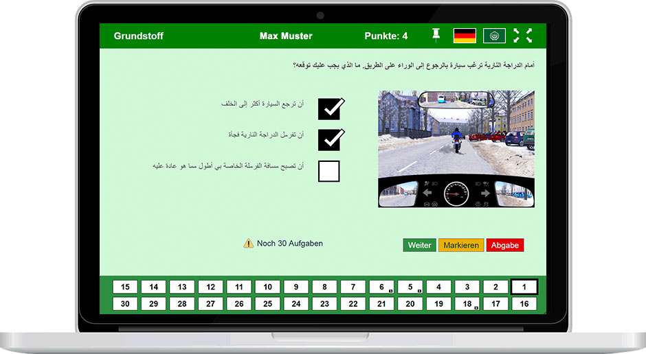 Führerscheintest in Arabisch: Alle Fragen online auf Arabisch lernen
